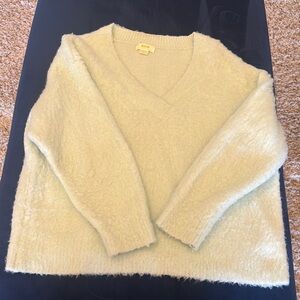 Maeve Women's Cozy Ice Blue/Green V-Neck Sweater